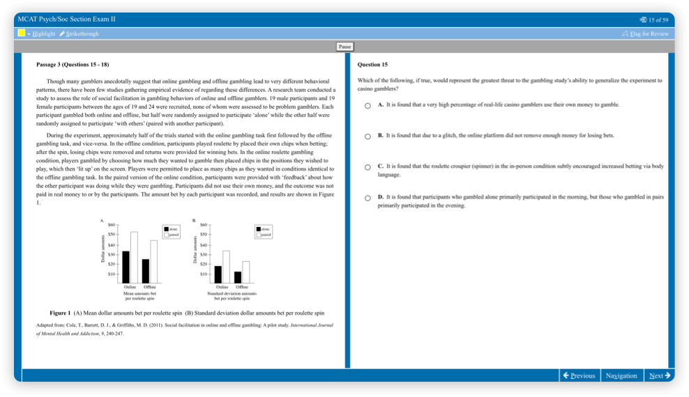 MCAT test screenshot