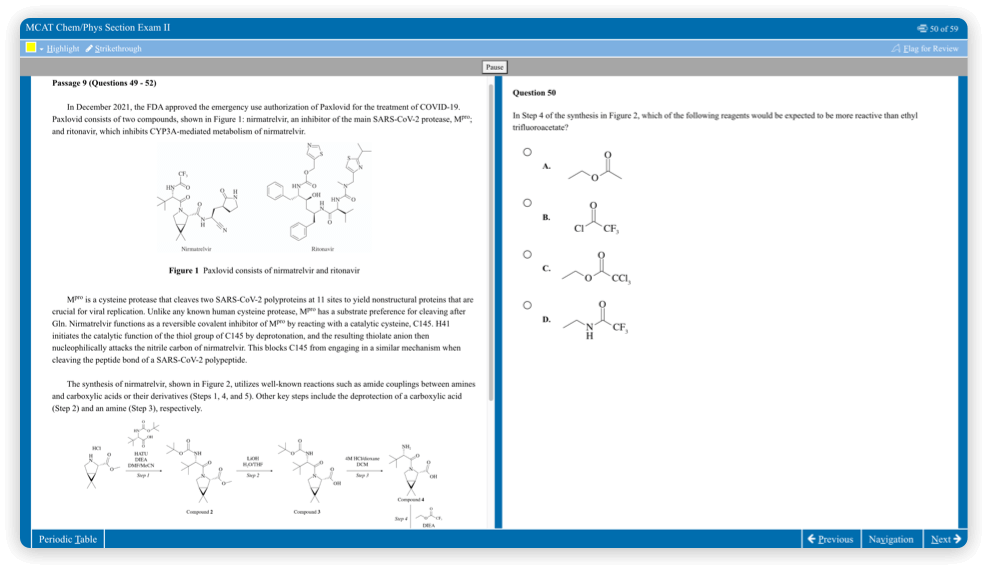 MCAT test screenshot