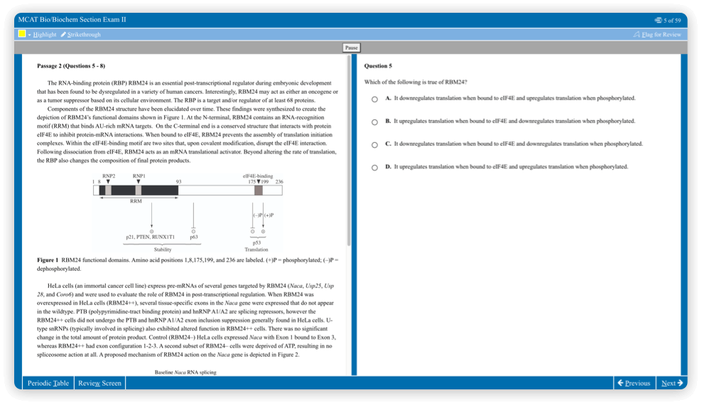 MCAT test screenshot